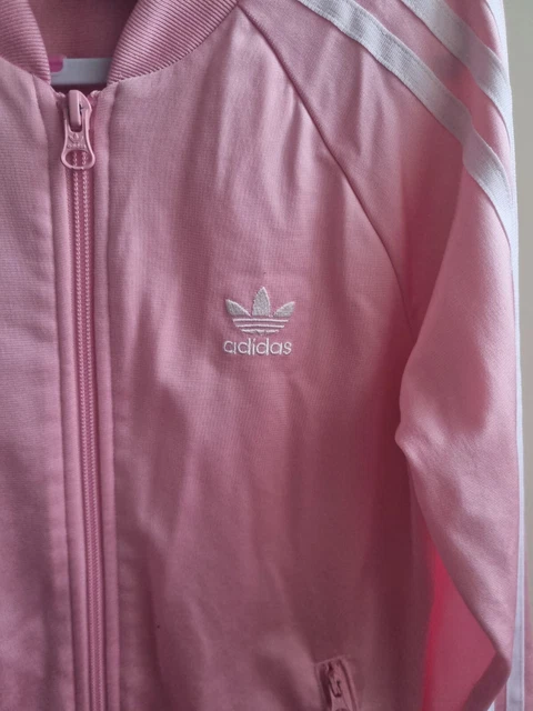 Girls adidas size age 11-12 years pink 3 stripe track jacket 2
