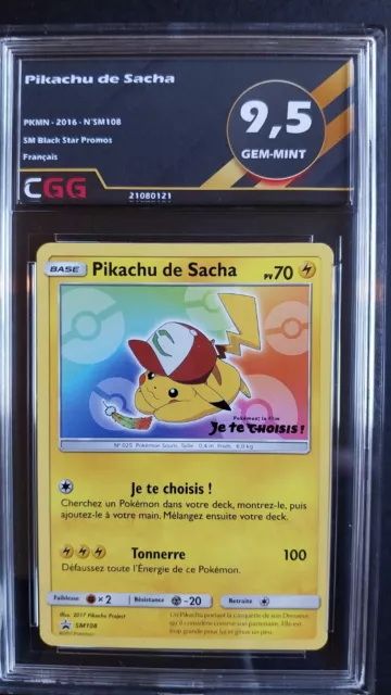 Pikachu de Sacha (SM 108) SM Black Star Promos FRANCAIS CGG 9.5 2108121