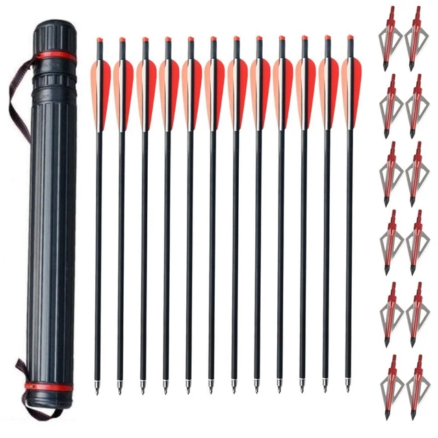 12x 20 inch Archery Carbon Crossbow Bolts Half Moon Nock OD 8.8mm Arrows /Quiver