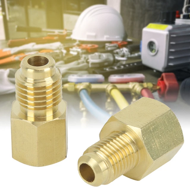 HD 2Pcs 1/2ACME Brass Refrigeration Adapter Refrigerant Vacuum Pump Port Connect