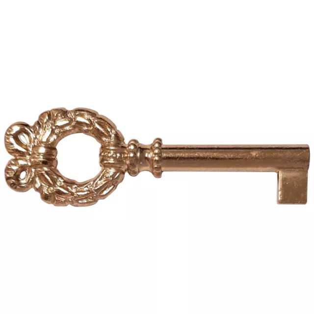 1x Vintage style open barrel skeleton key furniture cabinet antique golden brass