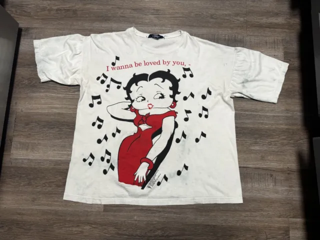 Vintage 1993 Betty Boop Singing Shirt Front Back Hit Rare L Loved By You Red