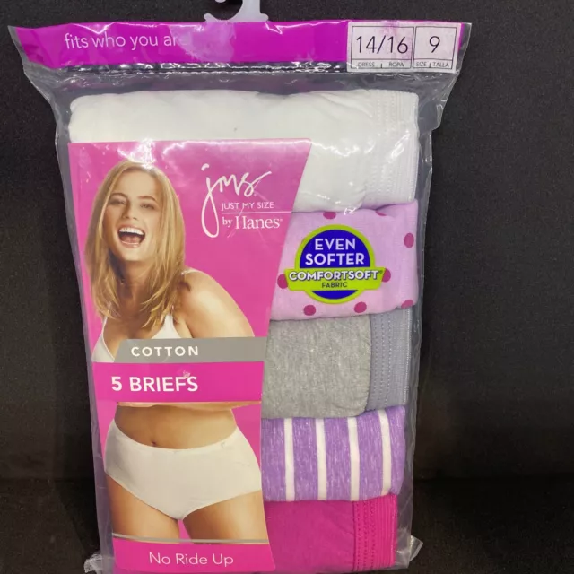 Just My Size Cotton White Briefs 6-Pack Underwear Panties Panty