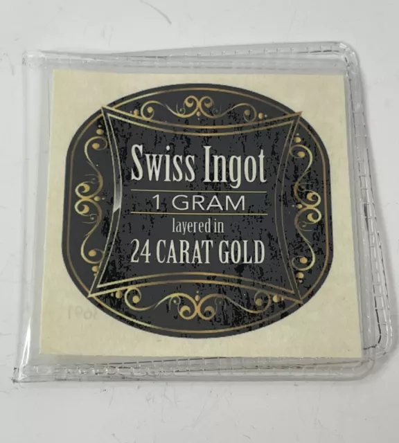American Coin Treasures Swiss Ingot 1 gram layered in 24 Carat Gold