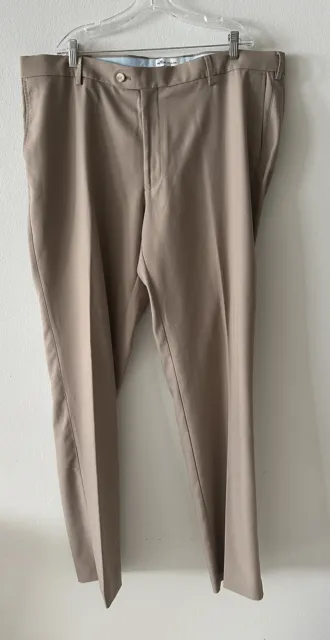 Peter Millar Men's 40 X 34 Polyester Flat Front Khaki Tan Performance Golf Pants