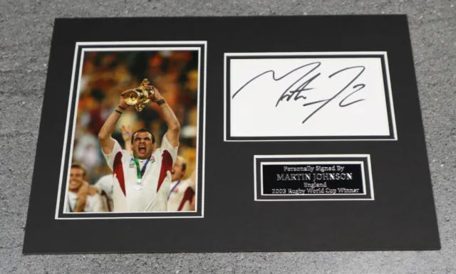 Martin Johnson Signed Photo Display - A4 Authentic Autograph - England Rugby