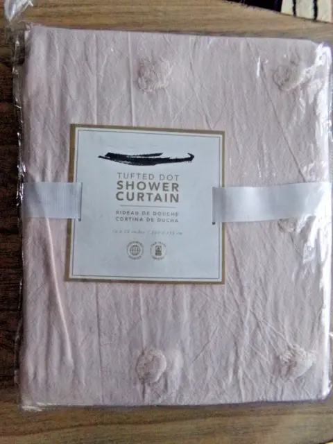 New Pottery Barn Teen Blush Tufted Dot Shower Curtain