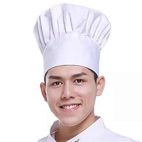White Chef Hat for Men Women Adults,Elastic Band Adjustable Cotton Chefs Hat