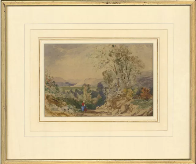 Late 19th Century Watercolour - Two Figures in Vast Landscape