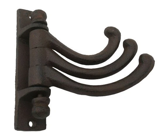 Cast Iron Swing Arm Swivel Wall Hook Hall Tree 3 Hooks