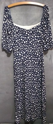 Ladies Lipsy London Navy / White Spotted Jersey Stretch Dress UK14 New With Tags