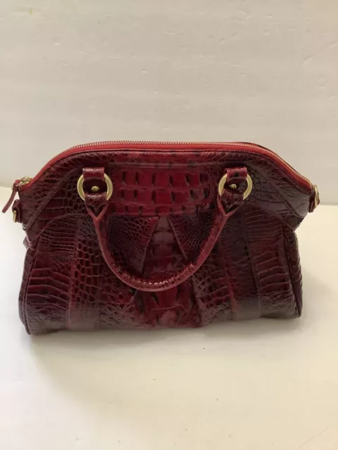 Brahmin Louise Rose Crimson Red Melbourne Leather Satchel Shoulder Bag