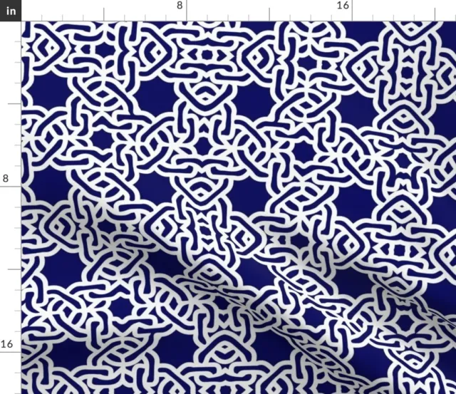 Spanish Tile Mexican Tile Moroccan Tile Navy Tile Spoonflower Fabric by the Yard