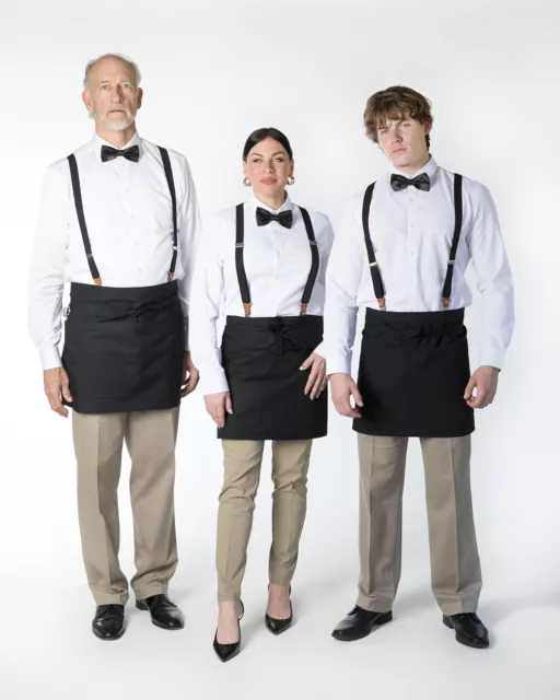 Premium Quality Restaurant Short Black Bistro Waiter Waitress Waist Apron/ USA