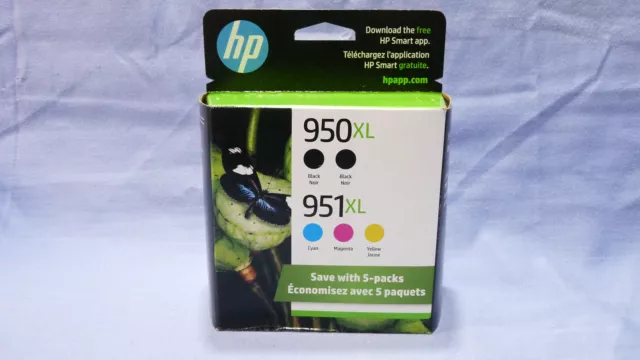 GENUINE HP 950XL Black & 951XL Color High Yield Ink Cartridges New 5 Pack 6/2025