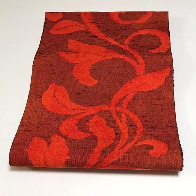 8445# Japanese Vintage Nagoya Obi Belt kimono Pure Silk Pongee Fabric Red