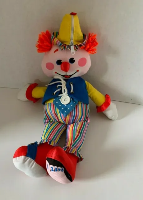 Fisher Price Toy Clown Stuffed Plush Toy Doll Teach Me to Dress 17” 1984 Vintage