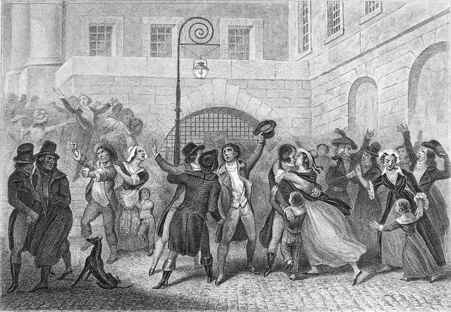 RÉVOLUTION FRANÇAISE - LES MODÉRÉS mis en LIBERTÉ - Gravure du 19e siècle