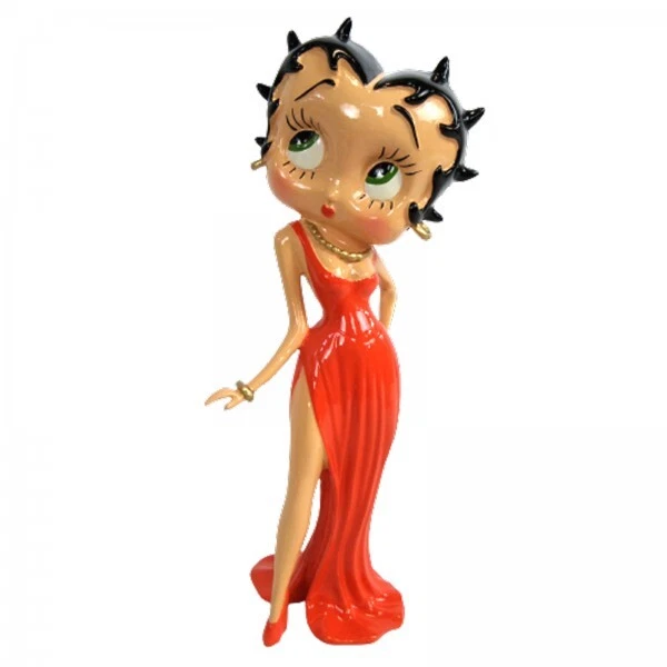 Statue betty boop en résine robe de soirée noire 95 cm