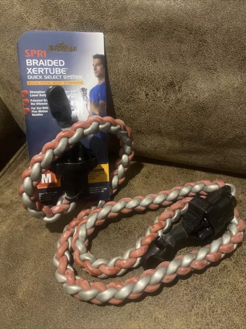 SPRI Quick Select Xertube Braided Resistance Band Exercise Cord (Red / Medium)