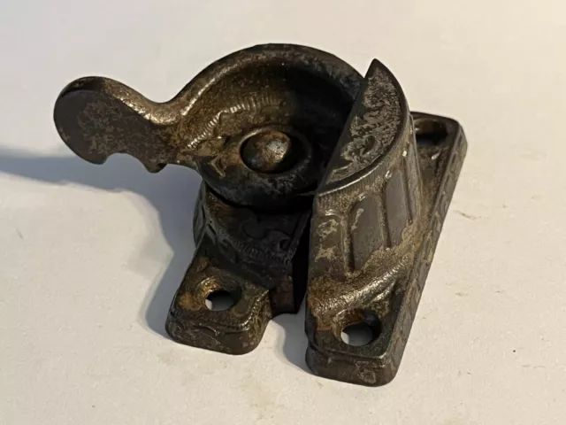 Antique vintage cast iron victorian window sash latch lock