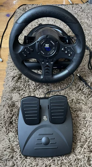 Superdrive GS550 Racing Steering Wheel with Pedals, Paddles and Shifter - Black
