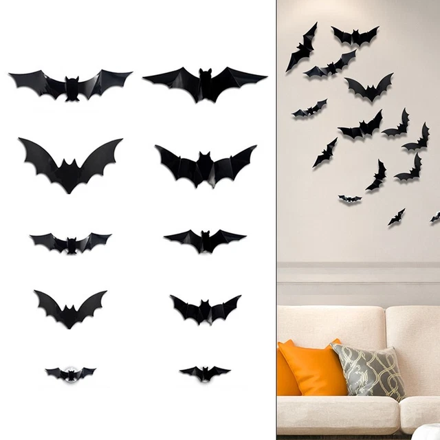 VEYLIN 160-teiliges Halloween Fledermaus Aufkleber Set – Wiederverwendbar, 7 Größen, Für Fenster & Wände