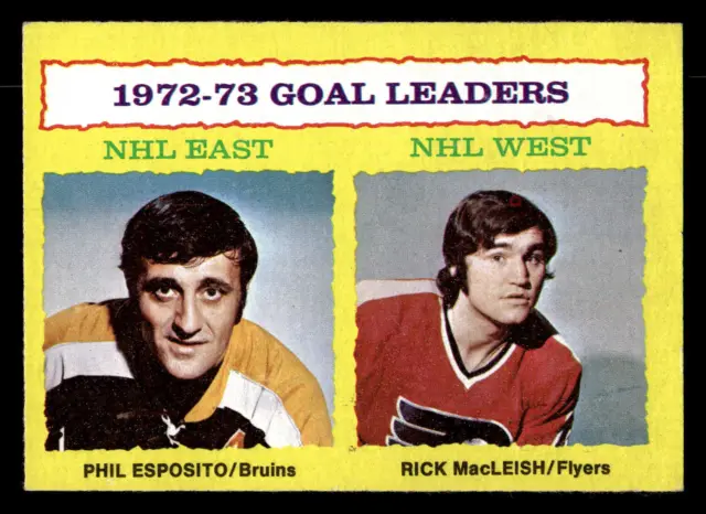 1973-74 Topps Hockey Goal Leaders Phil Esposito Rick MacLeish #1