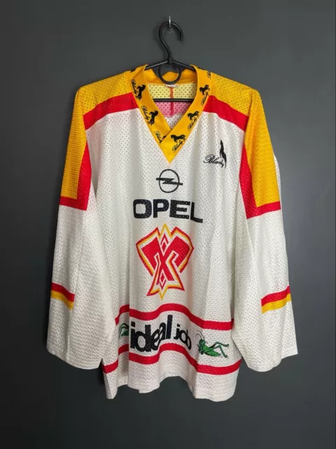 Ehc Biel Bienne Hockey Shirt Jersey Signed Blacky Vintage White Switzerland Sz M