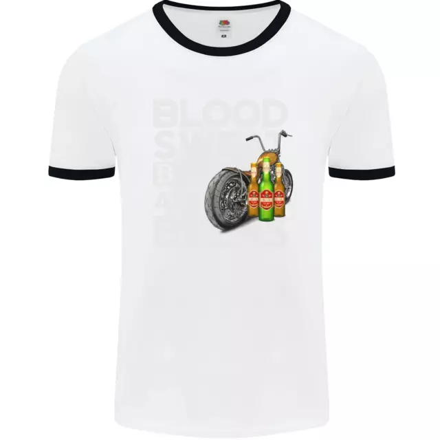 T-shirt Blood Sweat Bikes & Beer Funny Moto da uomo bianca
