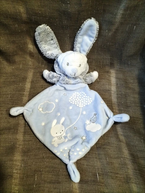 Doudou ours lapin gris bleu blanc cerf volant étoile luminescent MOTS D'ENFANTS