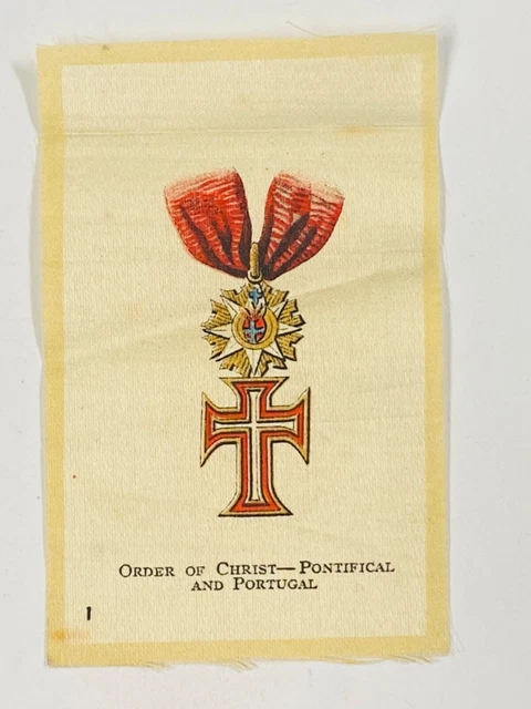 RARE Order of Christ Pontifical Portugal Badge Medal #1 Tobacco Cigarette Silk