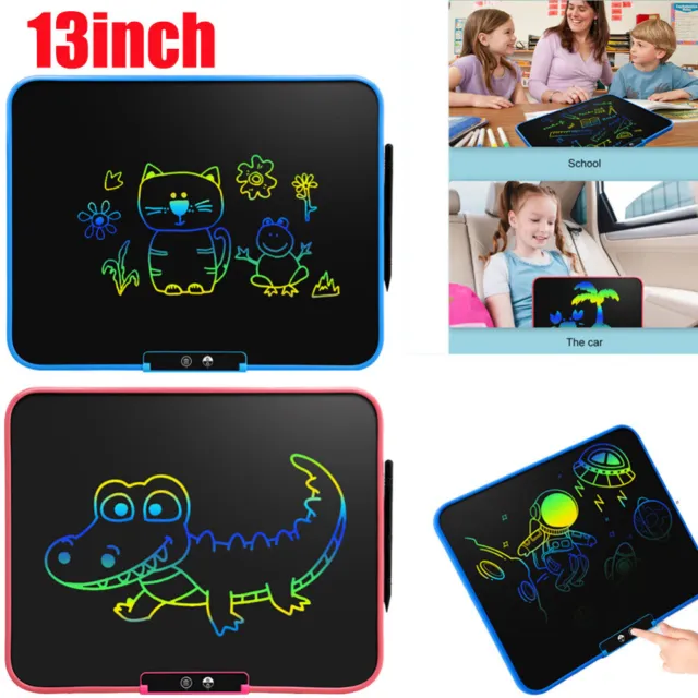 13" LCD Writing Tablet Drawing Board Colorful Doodle Handwriting Pad Kids Gift