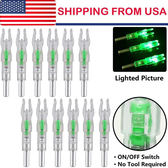 12Pcs LED Lighted Nocks 6.2mm Shooting Archery For Compound Bow Arrow Nocks