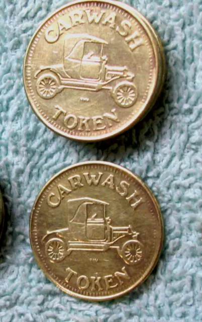 2 x Vintage Carwash Token/Coin -Model T Roadster Car Old Auto Carwash Token Coin