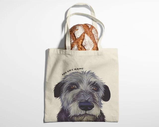 Personalised Irish Wolfhound Dog Portrait Natural Cotton Shopper Tote