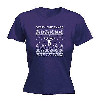 Christmas Merry Ya Filty Animal Jumper - Womens T Shirt Funny T-Shirt Novelty