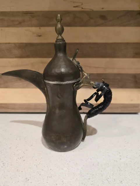 Antique Vintage Islamic Bedouin Copper Brass Tin Dallah Coffee Pot 9"