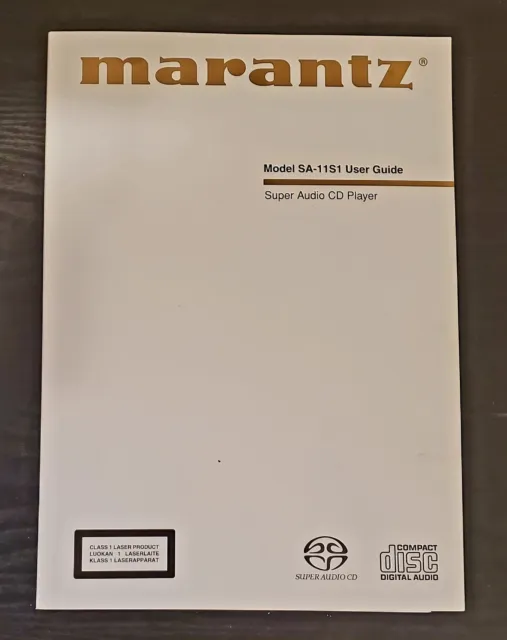 Marantz SA-11S1 Super Audio CD Player User Guide ORIGINAL AND CLEAN!