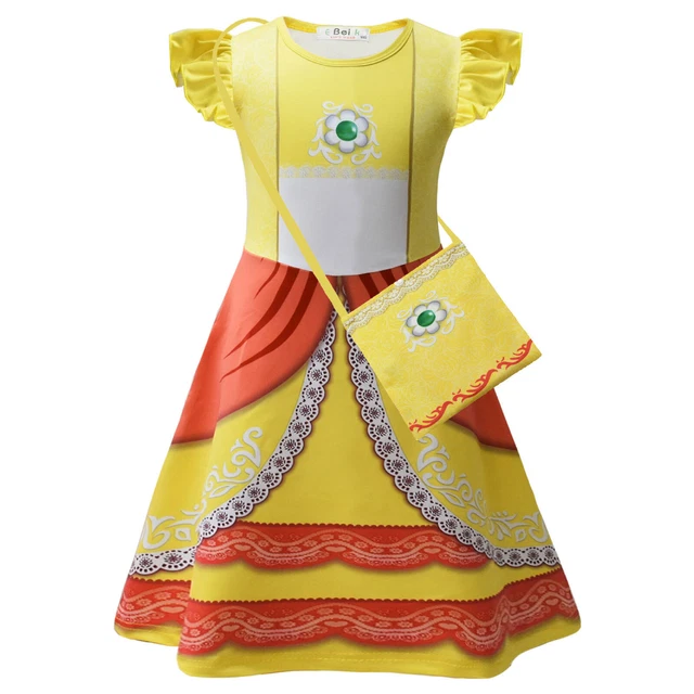 GIRLS PRINCESS DAISY Dress Cosplay Costume Super Mario Peach Party ...