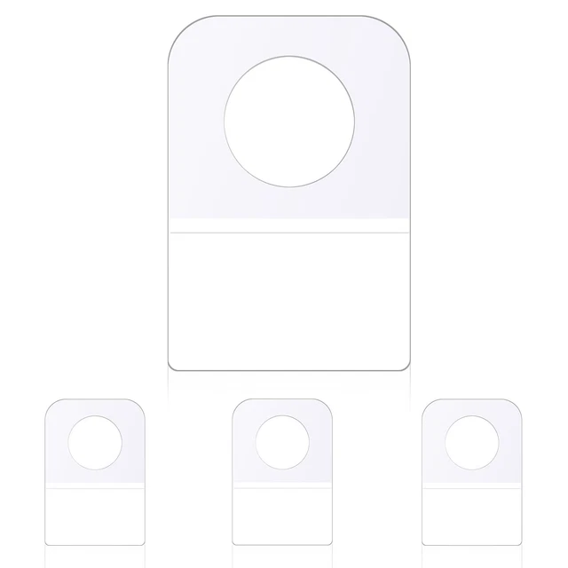1500 Pieces Clear Slot Hole Hang Tags Self Adhesive Hanging Tabs Plastic Reta...