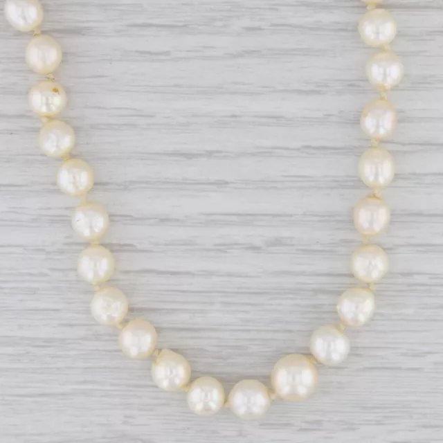 Graduated Cultured Pearl Strand Necklace 14k White Gold Clasp 15.5"