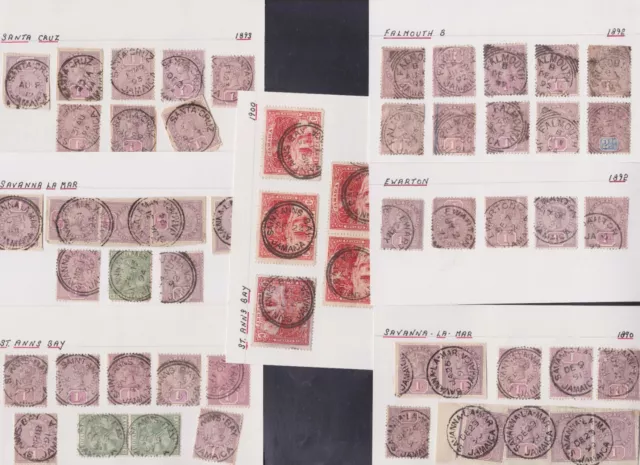 50 x Jamaica QV Postage Stamps Issued 1885 to 1900 - 1890 to 1900 Postmarks