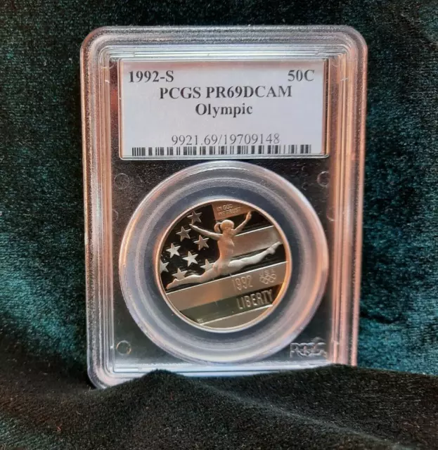 1992 S Pcgs Proof 69 Deep Cameo Half Graded Slabbed Pf69 Olympic 50C Pf-69