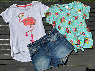 Brand New Girls Age 5 “3 Piece Outfit Bundle” Next Shorts&Tee, N’meg Tee Rrp £30
