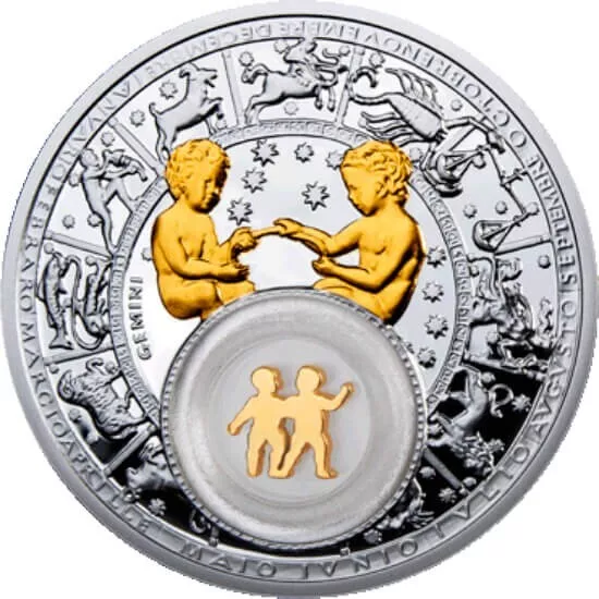 Gemini Zodiac Proof Silver Coin 20 rubles Belarus 2013