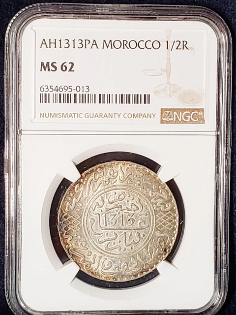Yo (1896) AH1313PA NGC MS62 Morocco 1/2 R