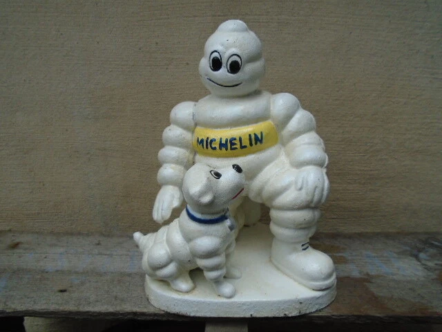 Cast iron Michelin Man Bibendum with dog, garage, mancave, tyres advertising