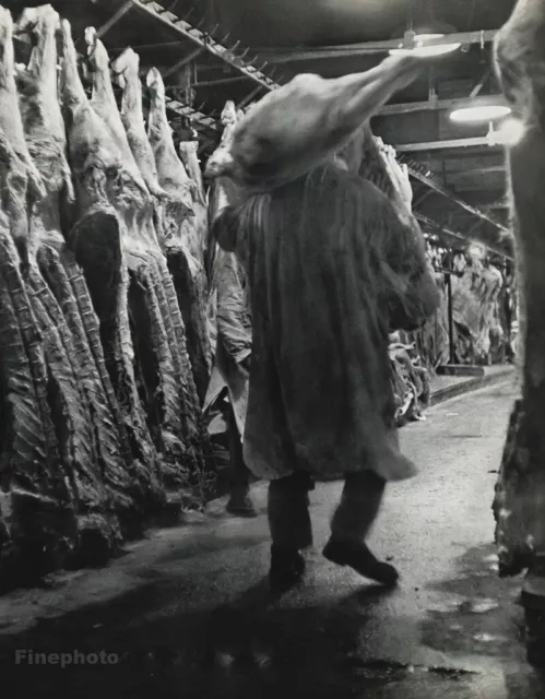 1955 Vintage ROBERT DOISNEAU Paris LESHALLES Meat Market Butcher Photo Art 12X16