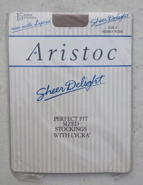 Deadstock Vintage Aristoc Sheer Delight Stockings 15 denier size 2 Nearly Nude